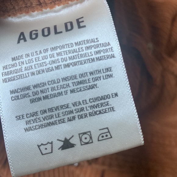 Agolde Riley jean corduroy brown  size 29 - Picture 6 of 9